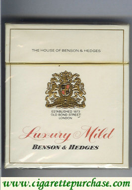 Benson and Hedges Luxury Mild cigarette white England